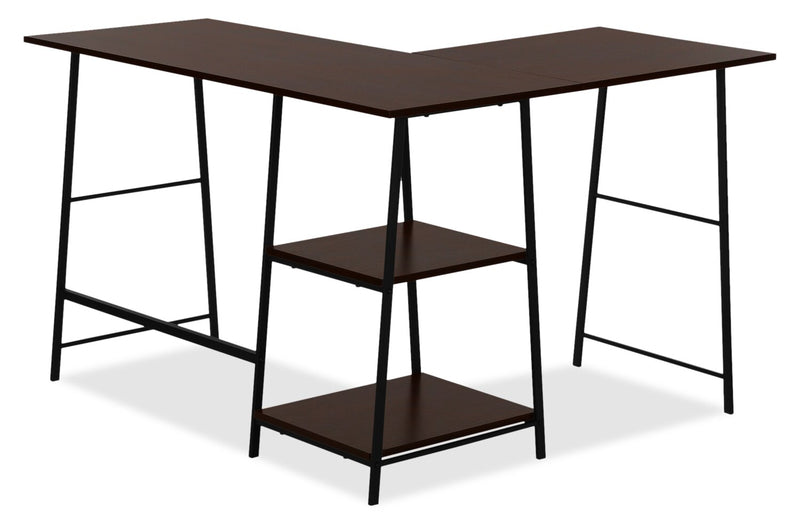 Bureau en forme de L Evlin de 42 po à tablettes - espresso