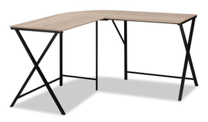 Bureau en coin en forme de L Lidia de 55,25 po - taupe 
