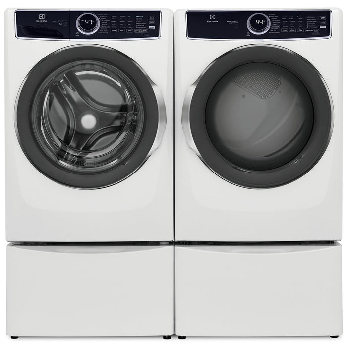 Laveuse à chargement frontal de 5,2 pi³ et sécheuse électrique de 8 pi³ de Electrolux – blanches 