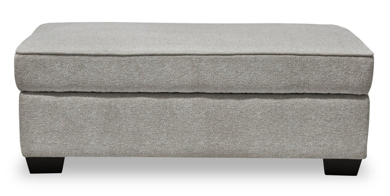 Pouf de rangement Verona de 44 po fabriqué au Canada en tissu d’apparence lin - beige