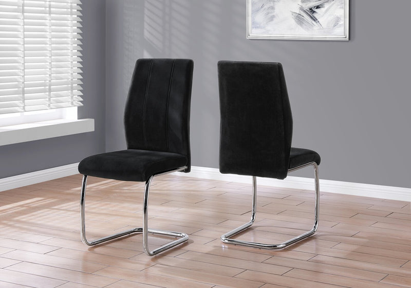 Chaise de salle à manger Ross en tissu d’apparence velours et en métal - noire