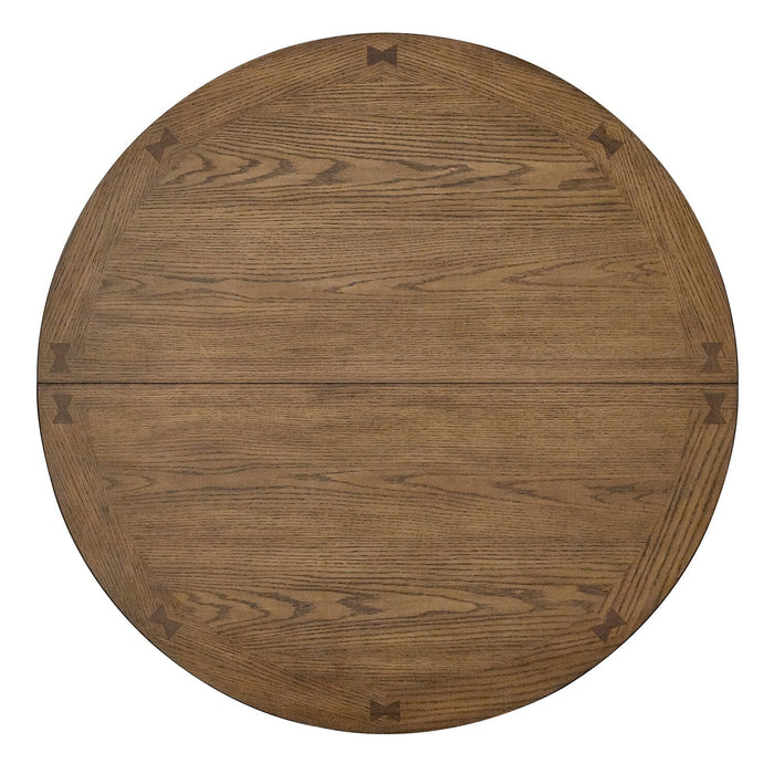 Table de salle à manger ronde Dena de 42 po à 60 po (L) avec rallonge - chêne brun
