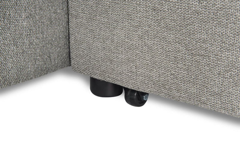 Sofa-lit sectionnel de droite Savvy 2 pièces en tissu d’apparence lin avec appuie-têtes réglables - gris