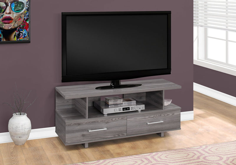 Meuble pour téléviseur Kyra de 48 po avec rangement et système de gestion des câbles pour téléviseurs jusqu’à 55 po - gris