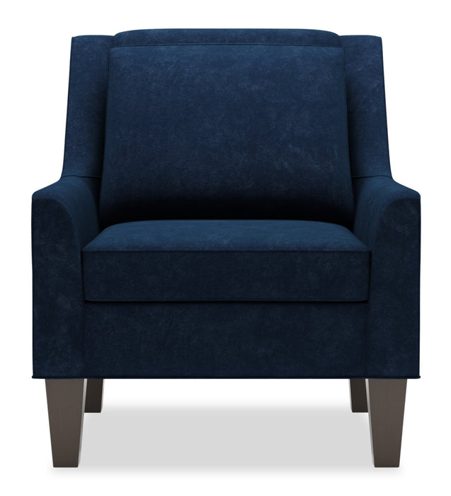 Fauteuil d’appoint club Sofa Lab personnalisable de 29 po fabriqué au Canada en tissu de velours avec pattes en bois - bleu Royal Blue