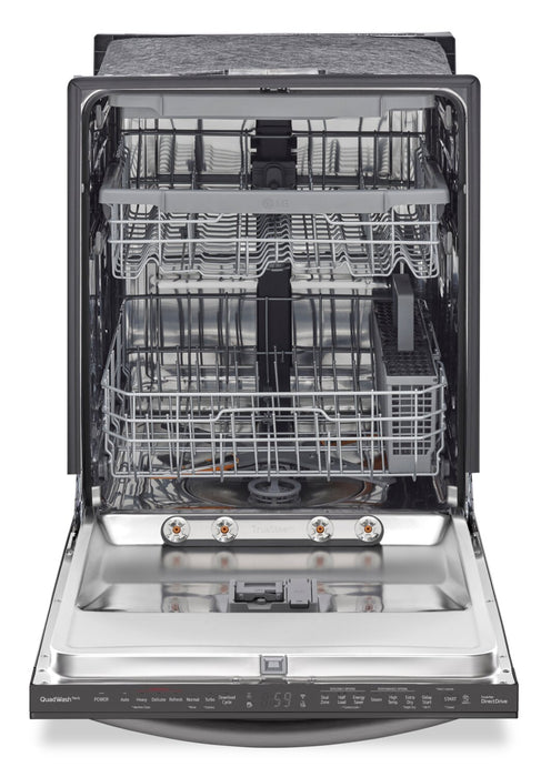 Lave-vaisselle intelligent encastré LG à 46 dBA de 24 po avec commandes sur le dessus et QuadWashMC - acier inoxydable noir Smudge-ProofMD - LDTS5552D
