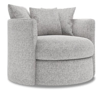  Fauteuil d’appoint pivotant Nest de Sofa Lab de 41 po fabriqué au Canada en tissu d’apparence lin - gris Luna Domino 