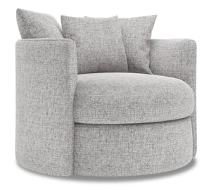 Fauteuil d’appoint pivotant Nest de Sofa Lab personnalisable de 41 po fabriqué au Canada en tissu d’apparence lin - gris Luna Domino