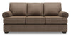 Sofa personnalisable Roll de Sofa Lab de 86 po fabriqué au Canada en tissu d’apparence lin avec accoudoirs enroulés - brun Luna Praline