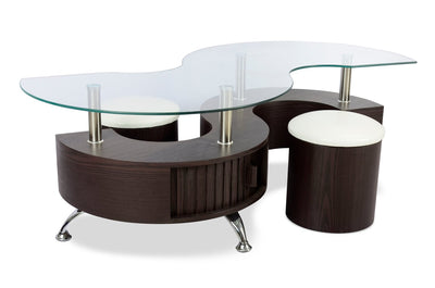 Savon Coffee Table with Two Ottomans 