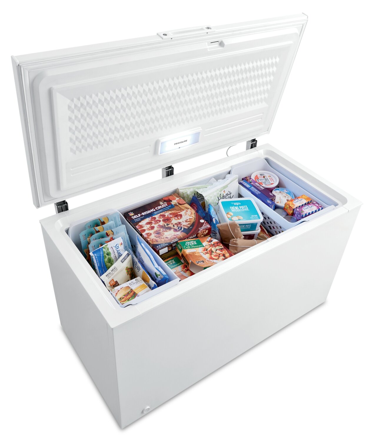 Séparateur De Congélateur Coffre En Plastique Blanc - 42x42x31,5 Cm - Panier Métallique Pour Organisation Des Aliments (fruits De Mer, Etc.) - 14