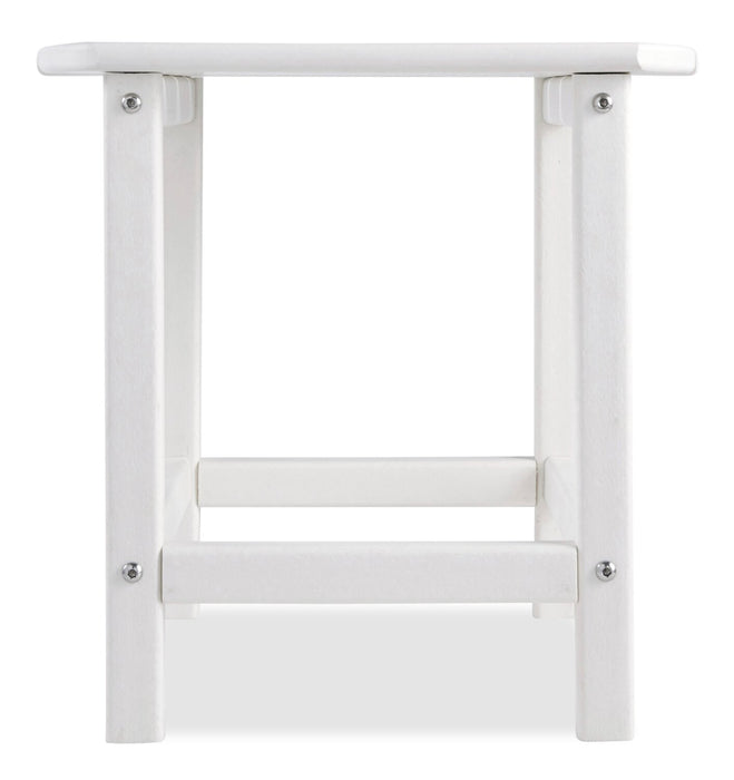 Table de bout Bask pour la terrasse à l’extérieur - 15 po (L), plastique à haute densité, résistante aux rayons UV et aux intempéries - blanche