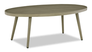 Table à café ovale Rio pour la terrasse à l’extérieur - 48 po (L), armature en aluminium, résistante aux rayons UV et aux intempéries - naturelle