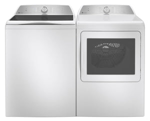 Laveuse à chargement par le haut de 5,8 pi3 et sécheuse électrique de 7,4 pi3 de GE - blanches 