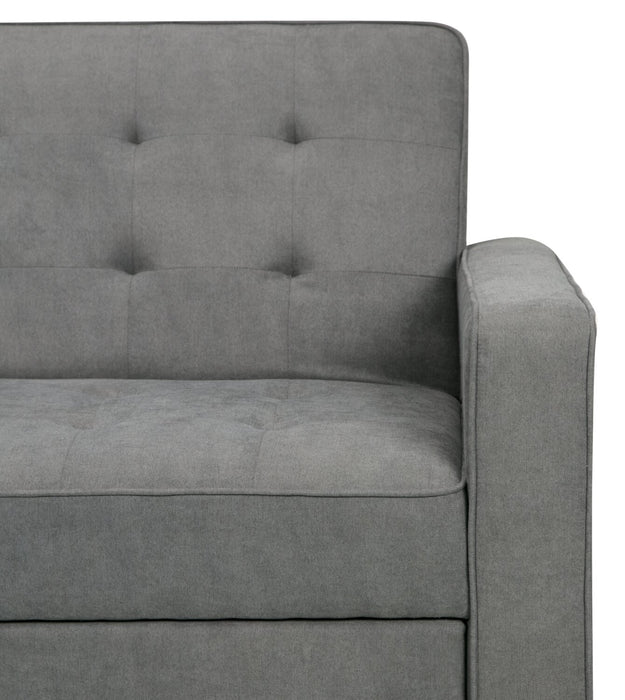 Futon Cory de 59 po en tissu de velours avec mécanisme Klik Klak et capitonnage - gris