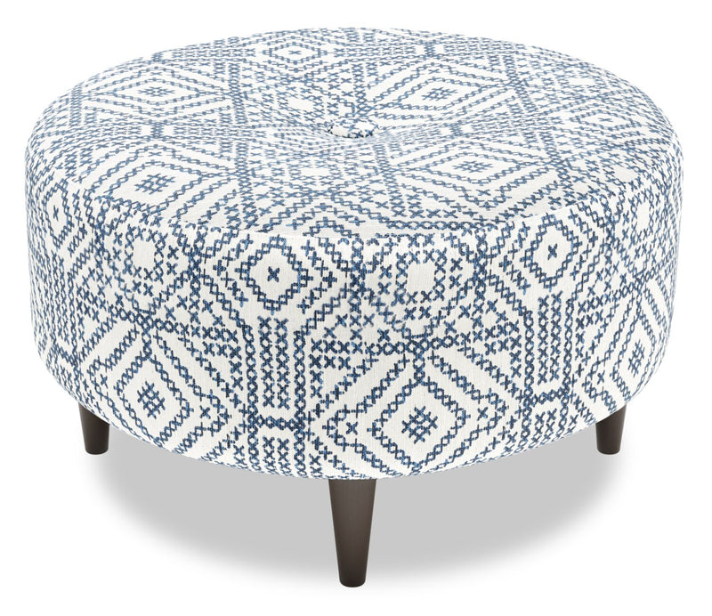 Pouf personnalisable The Curve de Sofa Lab de 31 po fabriqué au Canada en tissu - Ink multicolore