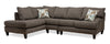 Sofa sectionnel de gauche Nofia 3 pièces fabriqué au Canada en chenille avec coussins décoratifs et pattes en bois - gris anthracite