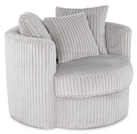  Fauteuil d’appoint pivotant Cuddler Midi de 42 po fabriqué au Canada en tissu de chenille - gris Groove Mist