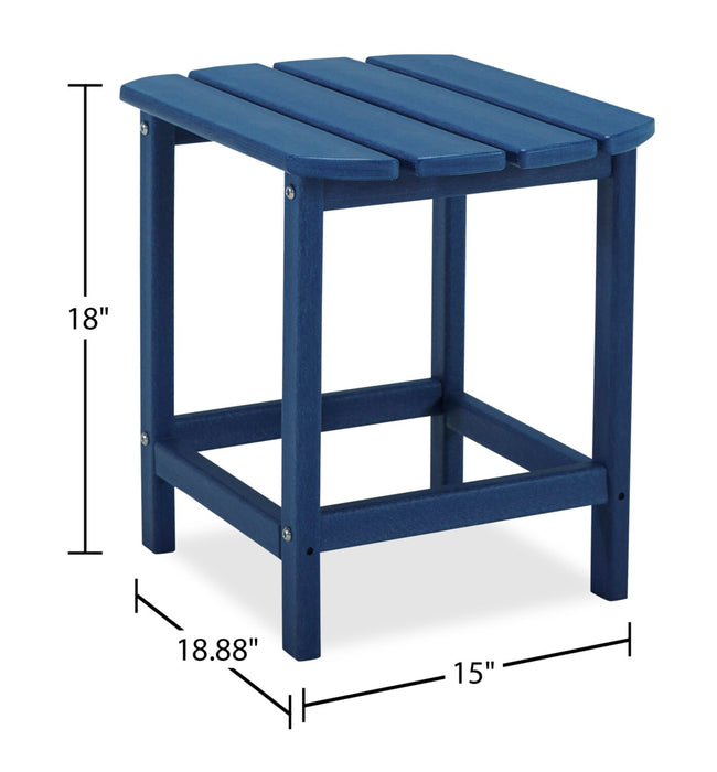 Table de bout Bask pour la terrasse à l’extérieur - 15 po (L), plastique à haute densité, résistante aux rayons UV et aux intempéries - bleue