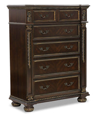  Commode verticale Wynn de 42 po (L) x 54,5 po (H) à 5 tiroirs pour la chambre à coucher - brun cerisier