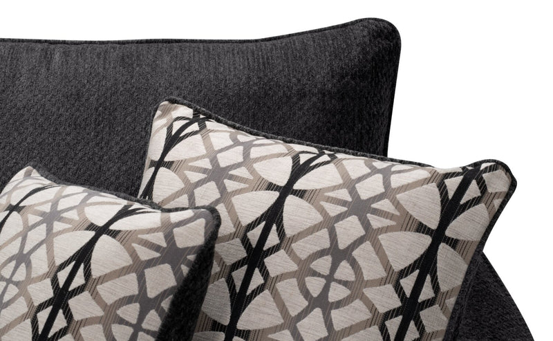 Sofa Febe de 100 po fabriqué au Canada en tissu de chenille avec accoudoirs évasés et coussins décoratifs - gris anthracite