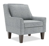  Fauteuil d’appoint club Sofa Lab de 29 po fabriqué au Canada en tissu d’apparence lin avec pattes en bois - gris Luna Pewter 