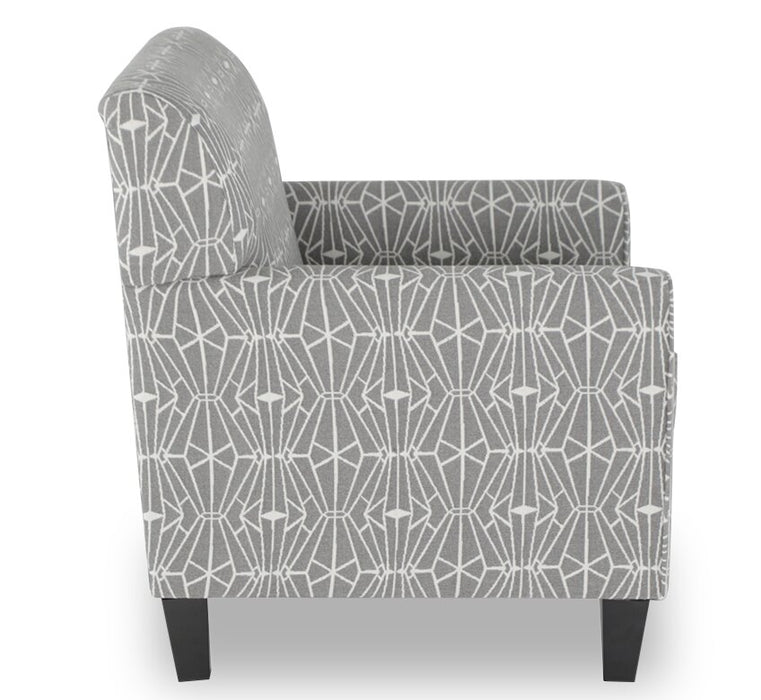 Fauteuil d’appoint Kylie de Cindy Crawford Home de 30 po fabriqué au Canada en tissu d’apparence lin - emblème anthracite