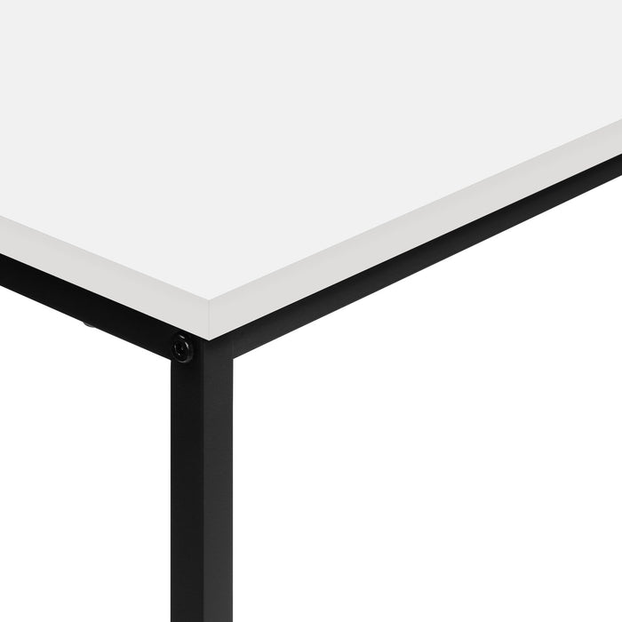 Table de salon moderne Alma de 31,5 po - blanche avec armature en métal noir