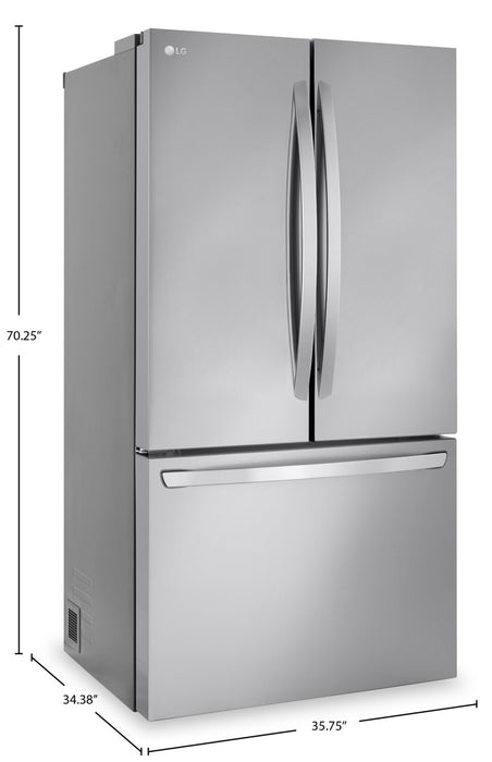 Réfrigérateur LG de 32 pi³ et de 36 po à portes françaises de profondeur standard MAXMC - acier inoxydable Smudge-ProofMD - LRFLS3206S