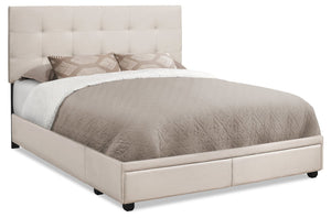 Grand lit Minka avec rangement - beige 