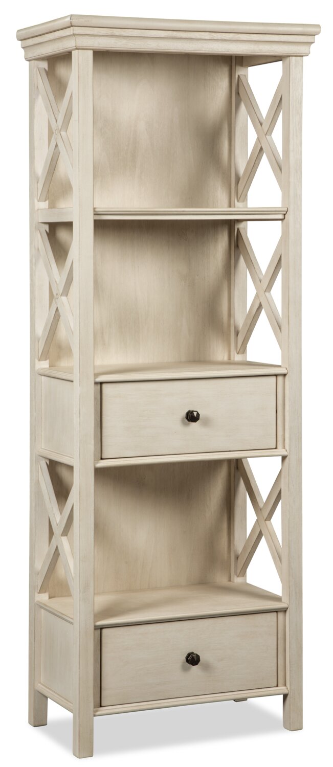 Ilsa Display Tower - Country style Hutch in Antique White Asian Hardwood