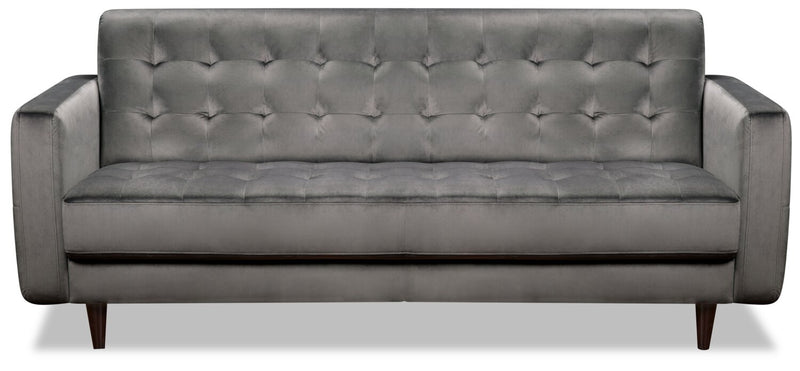 Devlin Velvet Sofa - Dark Grey - Glam, Modern, Retro style Sofa in Dark Grey Plywood, Solid Woods