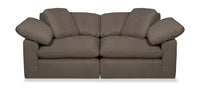  Causeuse modulaire Eclipse de 86 po en tissu d’apparence lin avec coussins réversibles en duvet et plumes - brun ardoise