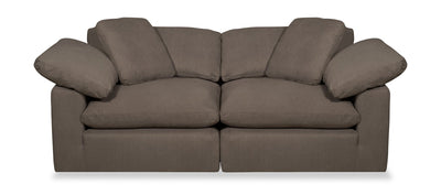 Eclipse Linen-Look Fabric Modular Loveseat - Slate 