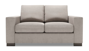 Causeuse personnalisable Track de Sofa Lab de 62 po fabriquée au Canada en tissu d’apparence lin avec accoudoirs rectilignes - gris Pax Slate