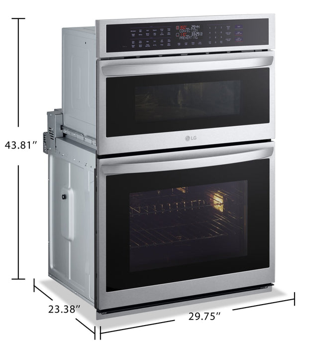 Four mural combiné électrique LG de 6,4 pi³ et de 30 po avec convection véritable - acier inoxydable Smudge-ProofMD - WCEP6427F