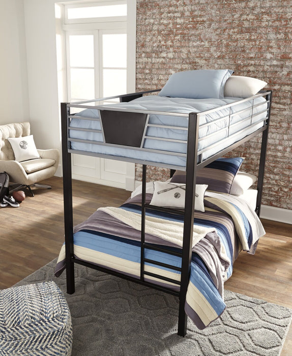 Lits superposés Jett en métal pour enfants avec échelle et garde-corps, noir et gris - simple et simple
