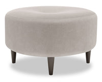 Pouf The Curve de Sofa Lab de 31 po fabriqué au Canada en tissu d’apparence lin - gris Pax Slate