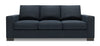 Sofa-lit personnalisable Track de Sofa Lab de 85 po fabriqué au Canada en tissu d’apparence lin avec accoudoirs rectilignes - bleu Luna Sailor