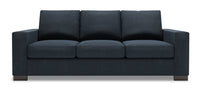  Sofa-lit Track de Sofa Lab de 85 po fabriqué au Canada en tissu d’apparence lin avec accoudoirs rectilignes - bleu Luna Sailor 