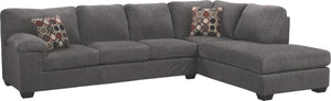 Sofa sectionnel de droite Morty 2 pièces en chenille - gris