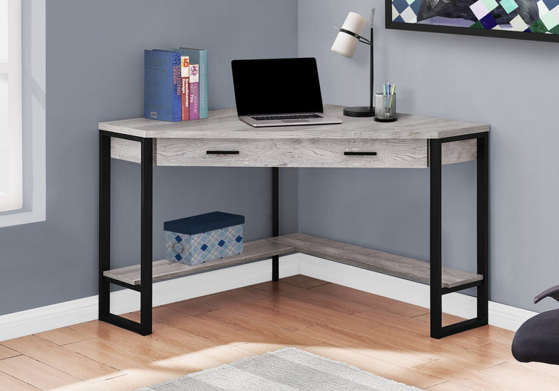 Bureau en coin Christiana de 42 po à tiroir - gris