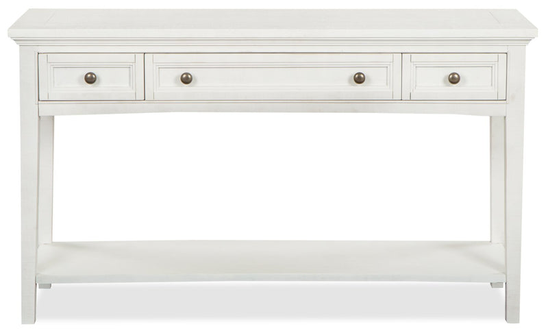 Table de salon traditionnelle Heron Cove de 50 po avec rangement et tablette - pin blanc