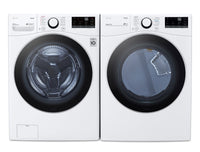  Laveuse à chargement frontal de 5,2 pi³ et sécheuse à gaz de 7,4 pi³ avec IA de LG - blanches 