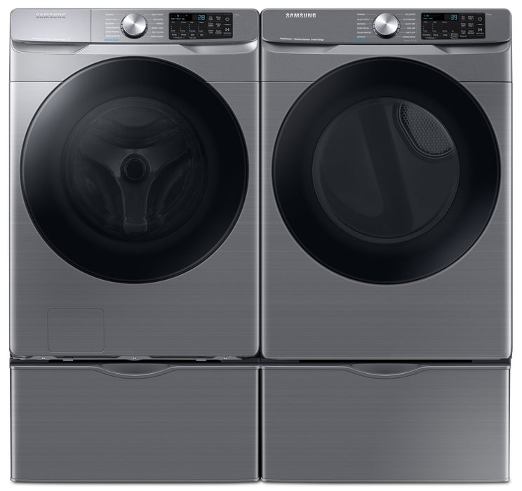 Laveuse à chargement frontal de 5,2 pi³ et sécheuse à gaz de 7,5 pi³ de Samsung - platine