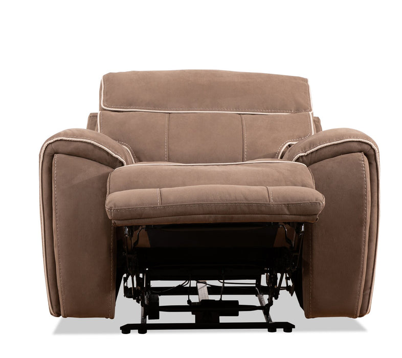Fauteuil à inclinaison électrique Newport de Cindy Crawford Home de 43 po en suédine avec appuie-tête électrique - taupe