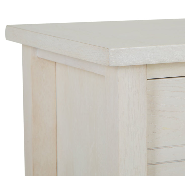 Table de salon traditionnelle Ellison de 60 po avec rangement et tablette - bois blanc antique