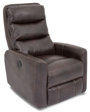 Fauteuil berçant et pivotant à inclinaison électrique Quinn de Cindy Crawford Home de 31 po en tissu d’apparence cuir - brun