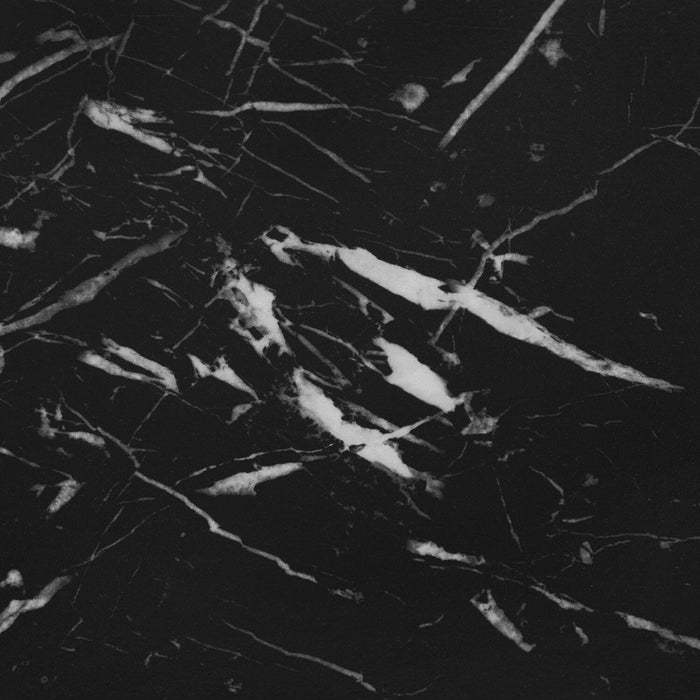 Table à café moderne Millie de 40,5 po - imitation de marbre noir avec base en métal noir