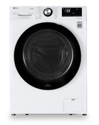  Laveuse à la vapeur intelligente haute efficacité LG à chargement frontal de 2,6 pi³ et de 24 po - blanche -…